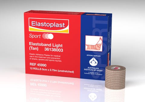Elastoplast Sport Elastoband Light Roll (Tan) [5cm X 2.75m] 12 Rolls - Club Medical